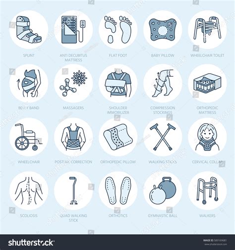 Orthopedic Trauma Rehabilitation Line Icons Royalty Free Stock