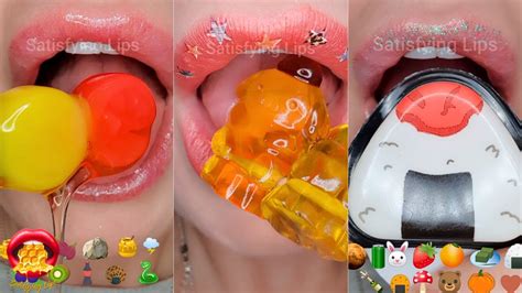 15 Minutes Relax Sleep Satisfying Asmr Eating Emoji Food Challenge