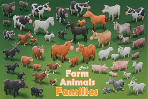 Farm Animals Families | 3D Animals | Unity Asset Store