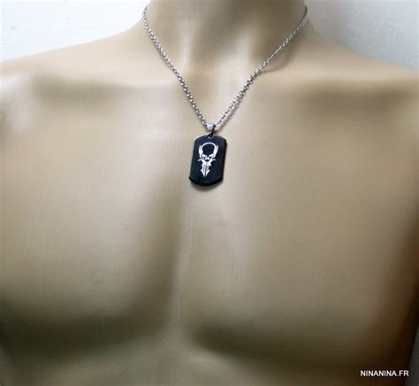 Collier Homme Tête De Mort Acier Inoxydable Argenté Ninanina