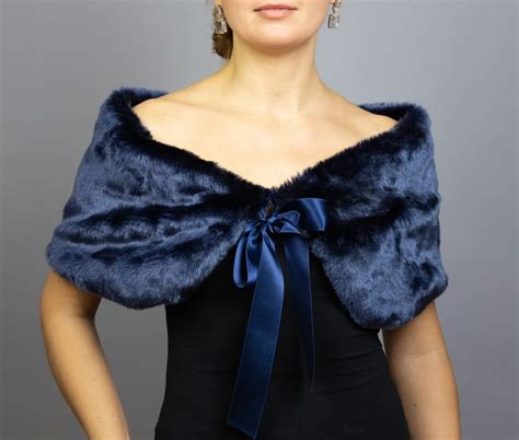 Navy Blue Fur Stole Atelier Yuwaciaojp