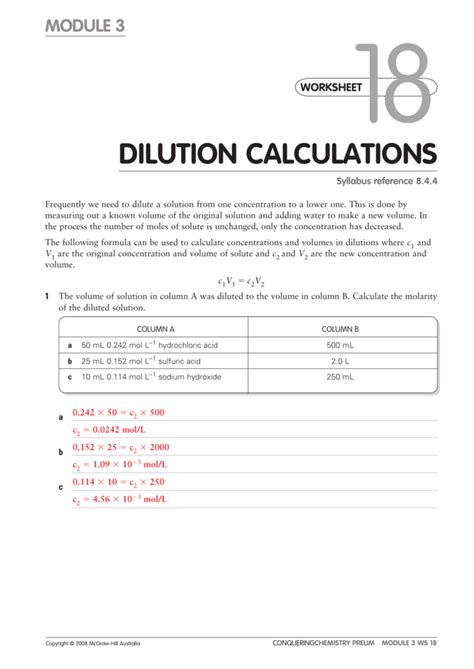 Dilution Calculations