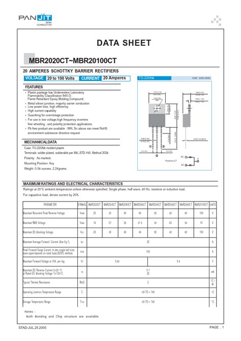 Mbr Ct Datasheet Pdf Amperes Schottky Barrier Rectifiers