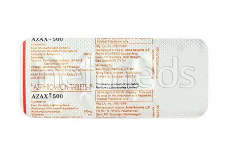 Azax 500mg Tablet 3 S Price Uses Side Effects Netmeds