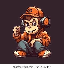 Monkey Mascot Esport Logo Design Cute Stock Vector Royalty Free