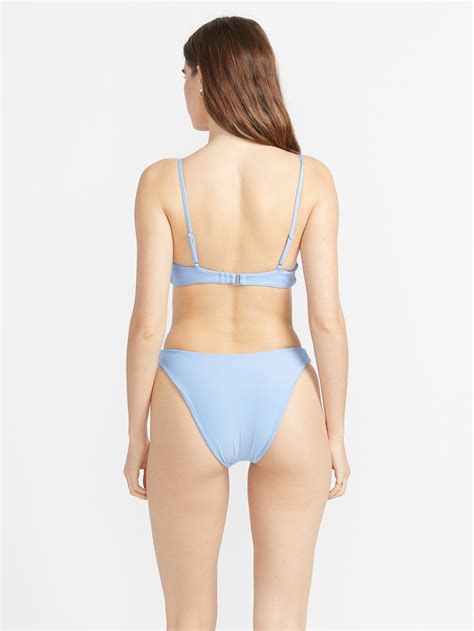 Simply Seamless V Neck Bikini Top Coastal Blue Volcom Us