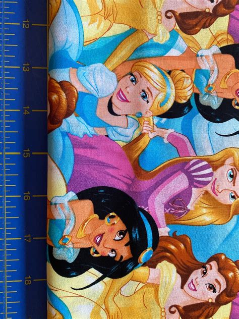 Disney Princess Cotton Fabric 18 X 21 Fat Quarter Etsy