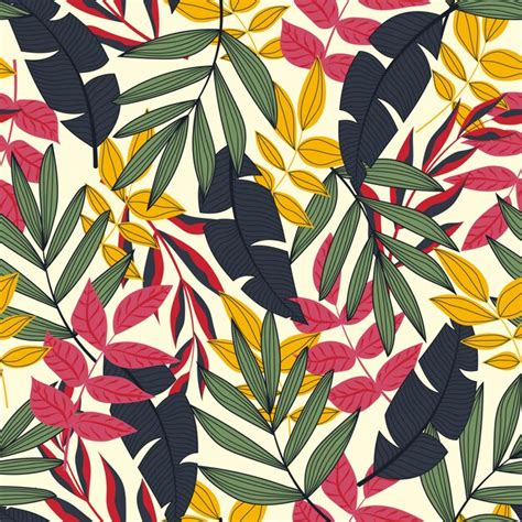 Premium Vector Trend Seamless Pattern With Tropical Leaves