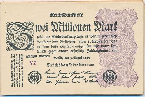 Deutschland Deutsches Reich Millionen Mark Reichsbanknote