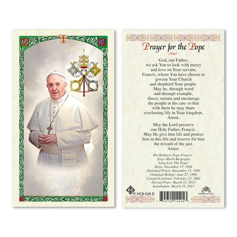 Pope Francis Holy Cards 25pk English San Francis