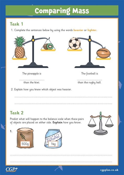 Comparing Mass Problems Year 3 CGP Plus Worksheets Library