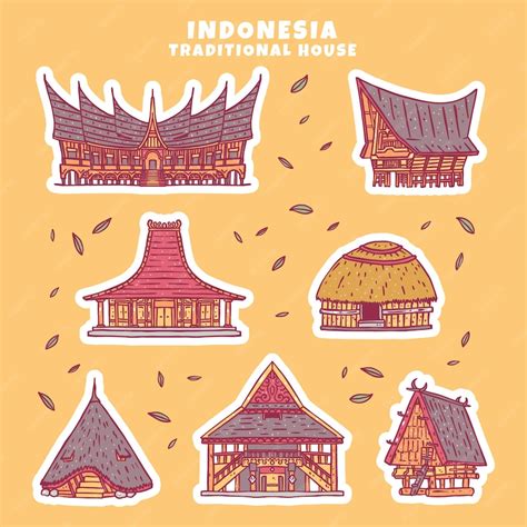 Premium Vector Hand Drawn Indonesian Traditional House Collection