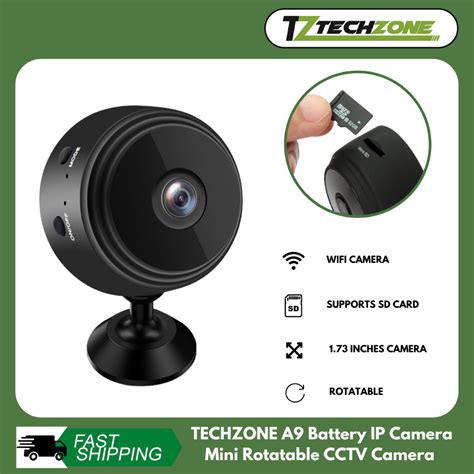 TECHZONE - A9 Battery IP Camera Mini Rotatable CCTV Camera 1.73 inches ...