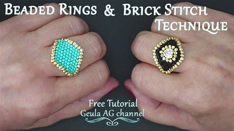 How To Make Beaded Ring Using Brick Stitch Technique Beginners Tutorial Diy Ring Making How