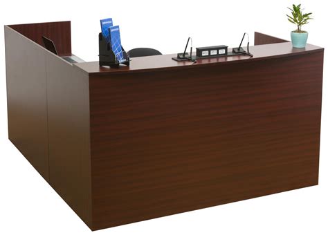 L Shaped Reception Desk Mahogany Drawers