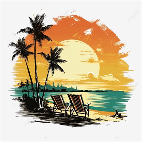 Beach Vacation Retire Retro Sunset, Beach, Retro, Sunset PNG ...