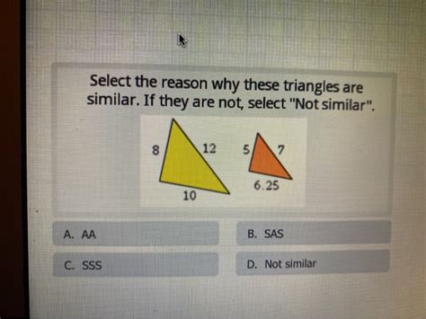 Solved Select The Reason Why These Triangles Are Similar If Chegg