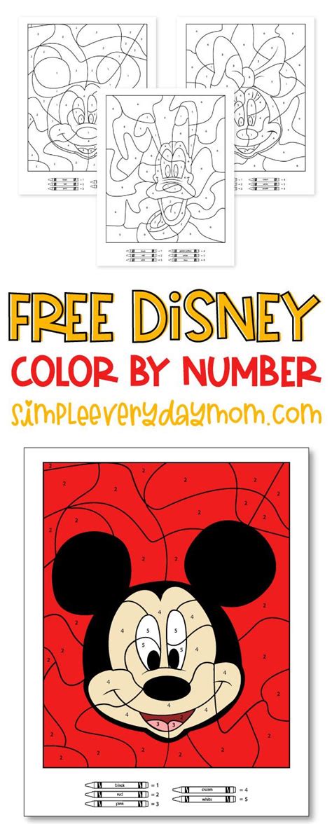 Free Disney Color By Number Printables For Kids Disney Activities