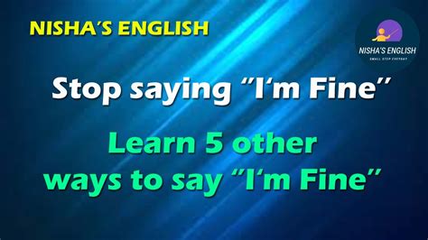 Stop Saying Im Fine Nishas English Tamil Youtube