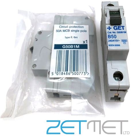 GET G50B1M 50 Amp Single Pole Type B 6kA 240V Miniature Circuit Breaker MCB