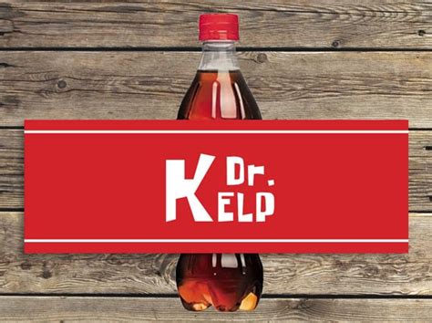 Dr Kelp Soda Spongebob Red Sea Drink Bottle Labels Printable Etsy