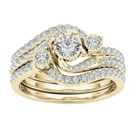 Pgeraug Ts For Women Couple Rings Gold Plated Inlaid Zircon Ring