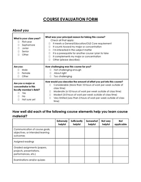 16 Course Evaluation Form Templates And Effective Practices