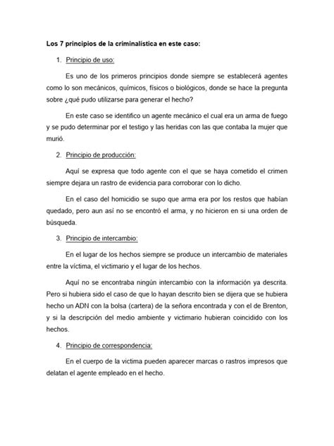 Los 7 Principios De La Criminalística En Este Caso Pdf Ciencia Forense