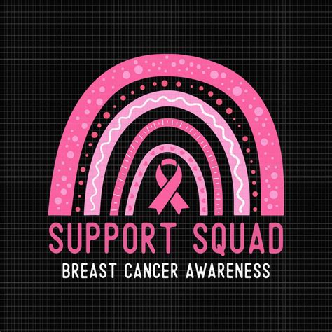 Support Squad Breast Cancer Svg Awareness Ribbon Pink Rainbow Svg