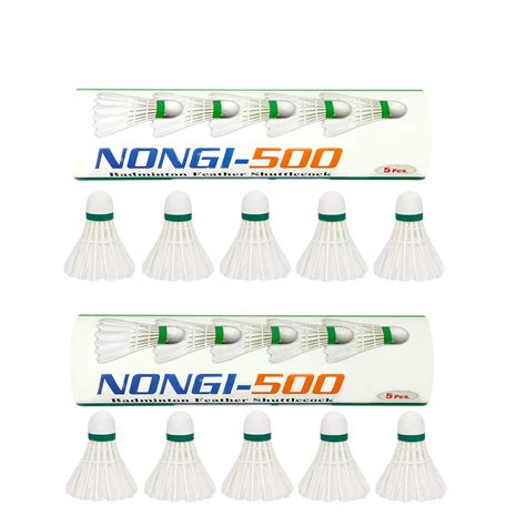 Buy Nongi Combo Pack Of 10 Shuttlecocks 500 5 White Feather 500 5