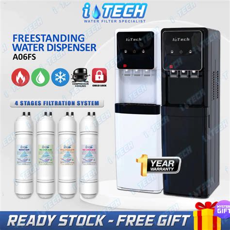 𝐈 𝐓𝐄𝐂𝐇 Hot Normal Cold Floorstanding Water Dispenser A06FS Compressor Cooling 4 Stages Korea