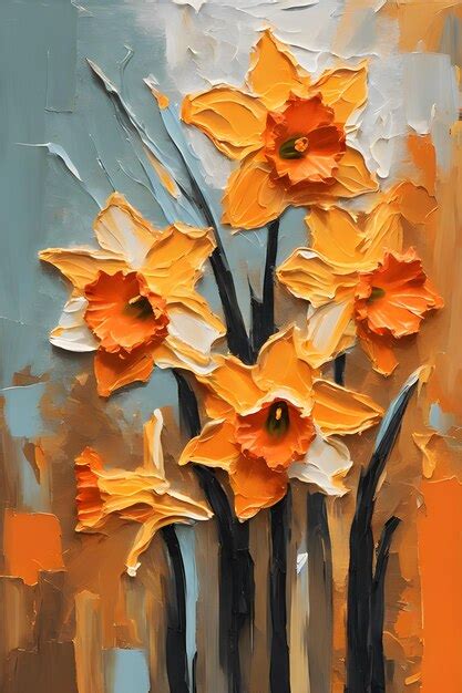 Premium Ai Image Daffodil Flower Painting Palette Knife