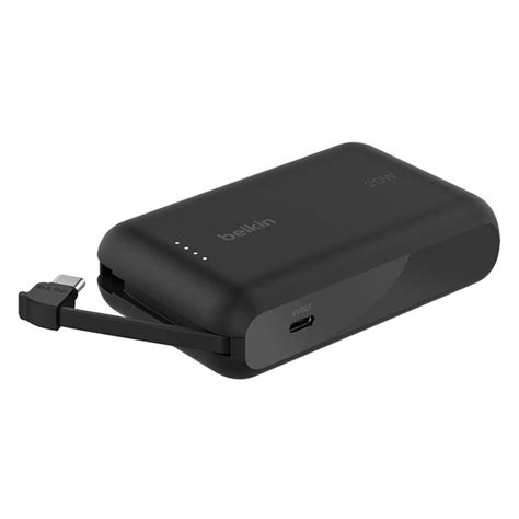 Batería externa Belkin 10K de 20 W con cable USB C integrado negro