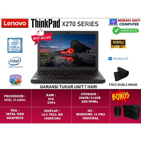 Jual LAPTOP MURAH LENOVO THINKPAD X270 INTEL I5 7200U 6300U 8GB 512GB