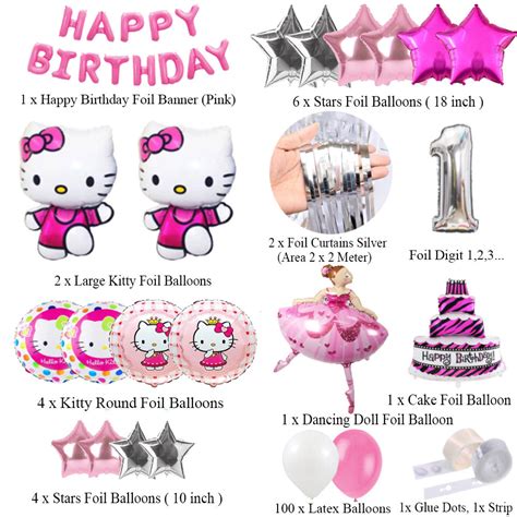 Hello Kitty Theme Birthday Party Decorations Full Set of Balloons ...