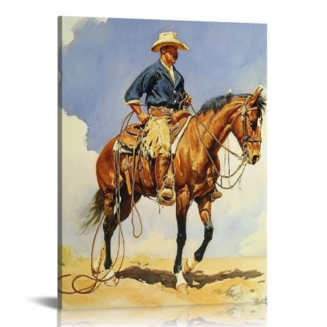 Gotuvs Western Cowboy Canvas Wall Art Prints Vintage Texas Painting