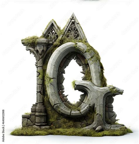 Gothic Cathedral-themed font, 3d render letter q surrounded by Gothic ...