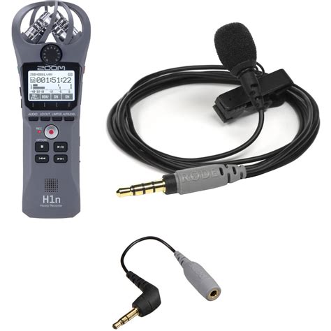 Zoom H1n Recorder Kit with Rode smartLav+ and TRRS to TRS