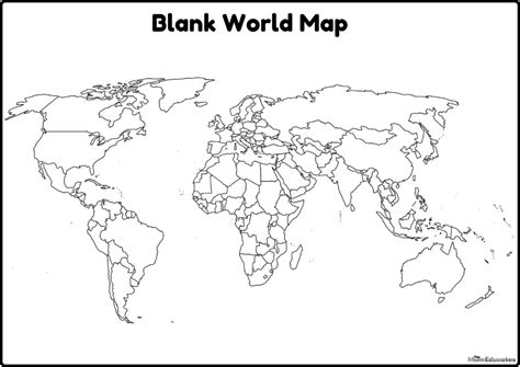 World Map Blank Printable - The Mum Educates