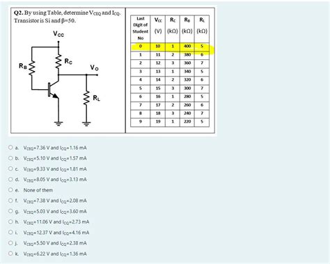 Solved Q By Using Table Determine Vceq And Icq Chegg