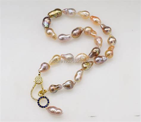 Freshwater Pearl MULTICOLOR Reborn Keshi Drop Baroque 14 16mm Necklace