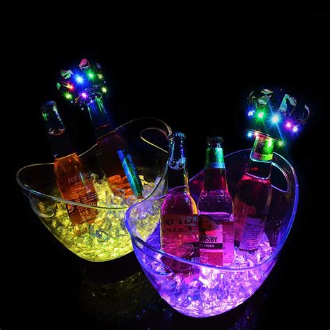 New L Rechargeable Led Ice Buckets Clear Acrylic Barrel Luminous Ice