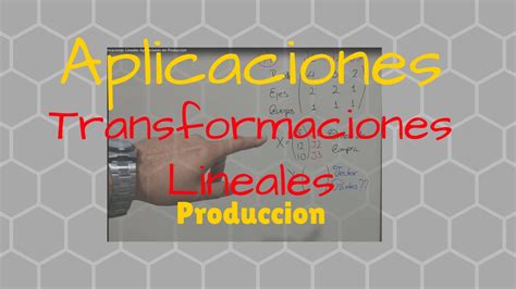 Transformaciones Lineales Aplicaciones En Produccion Youtube