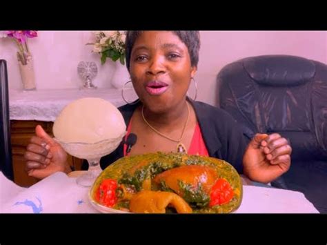 African Food Mukbang Cow Skin Okra Soup Mixed With Vegetables And