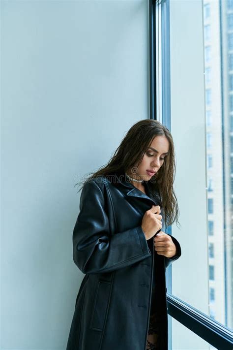 Brunette Woman With Long And Wet Stock Image Image Of Passionate Posing