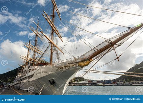 Sea Cloud Spirit Sailing Ship In St Maarten Editorial Photo Image Of