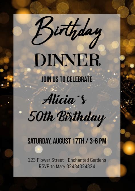 Birthday Dinner Invitation Template Postermywall