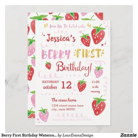 A Strawberry Themed Birthday Party Card