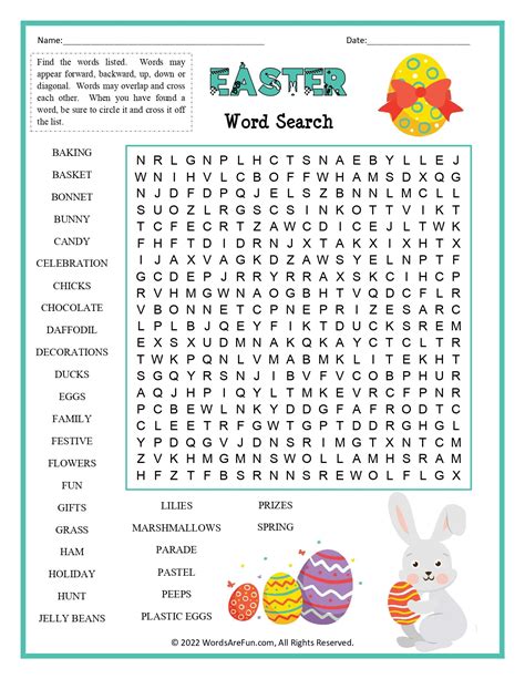 Easter Word Search For Kids