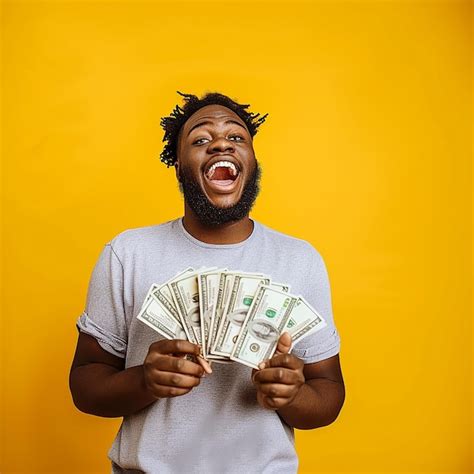 Photo portrait of young people holding cash money with happy and ...